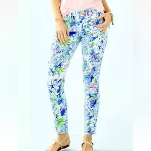 LILLY PULITZER South Ocean skinny Blue LION AROUND Sz 2 Stretch Jeans